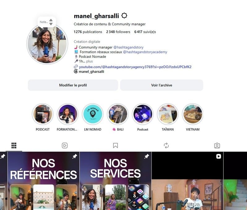 Profil Instagram de Manel Gharsalli